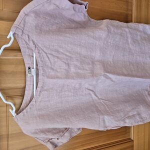 Magaschoni Light Pink Cap Sleeve T-Shirt Blouse. Linen Size S
